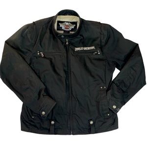 Harley Davidson size L black soft shell riding jacket black skull & wings logo